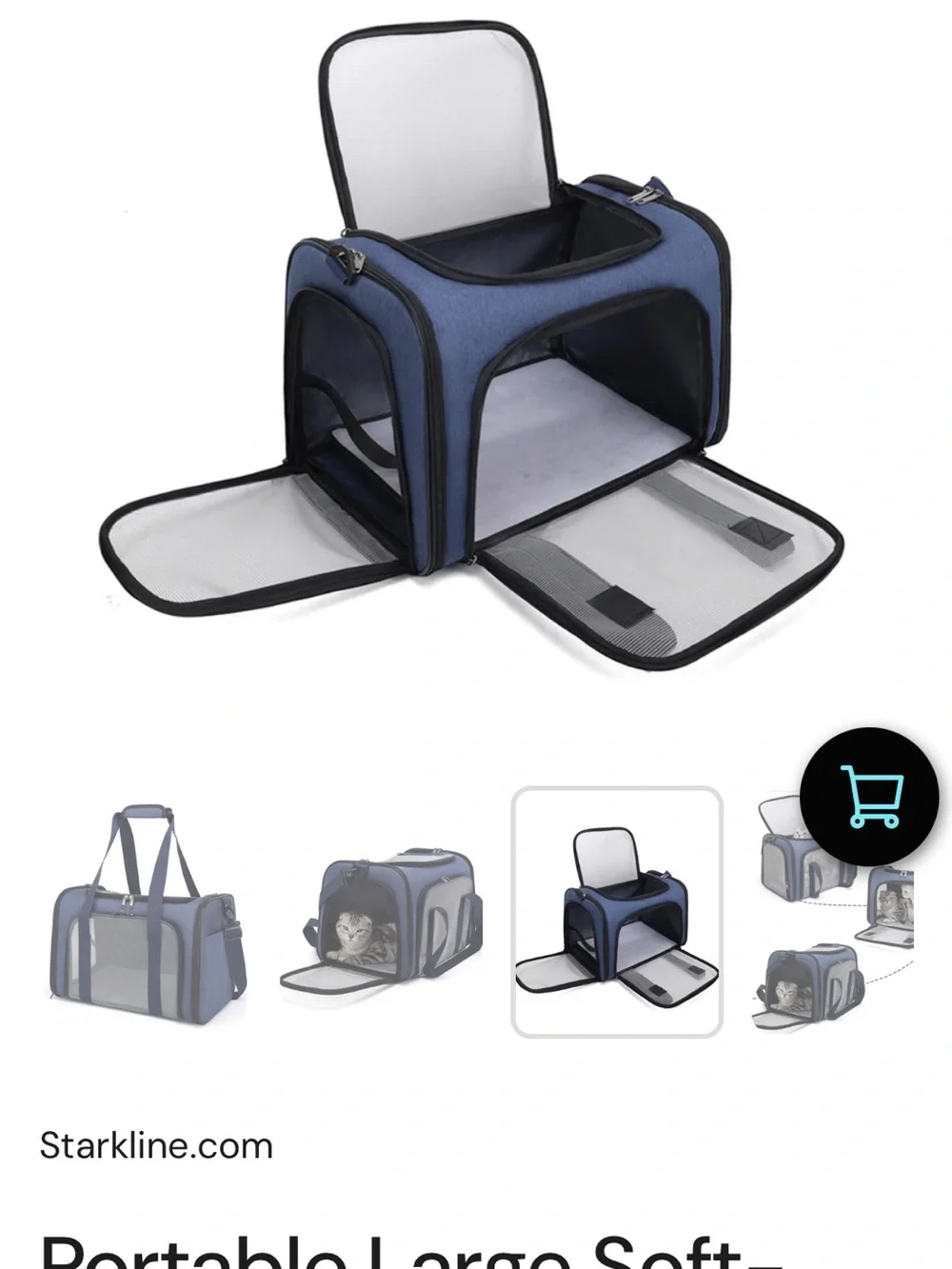 Starkline Blue Portable Large Soft Sided Pet Carrier Dogs Cats Small Animals NEW